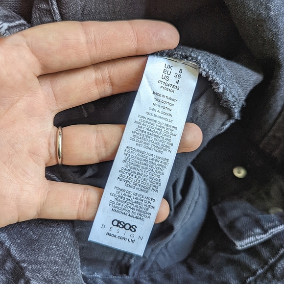 ASOS DESIGN Denim '90's' Straight Leg Washed Black Jumpsuit Overalls Size 4 - Picture 8 of 10